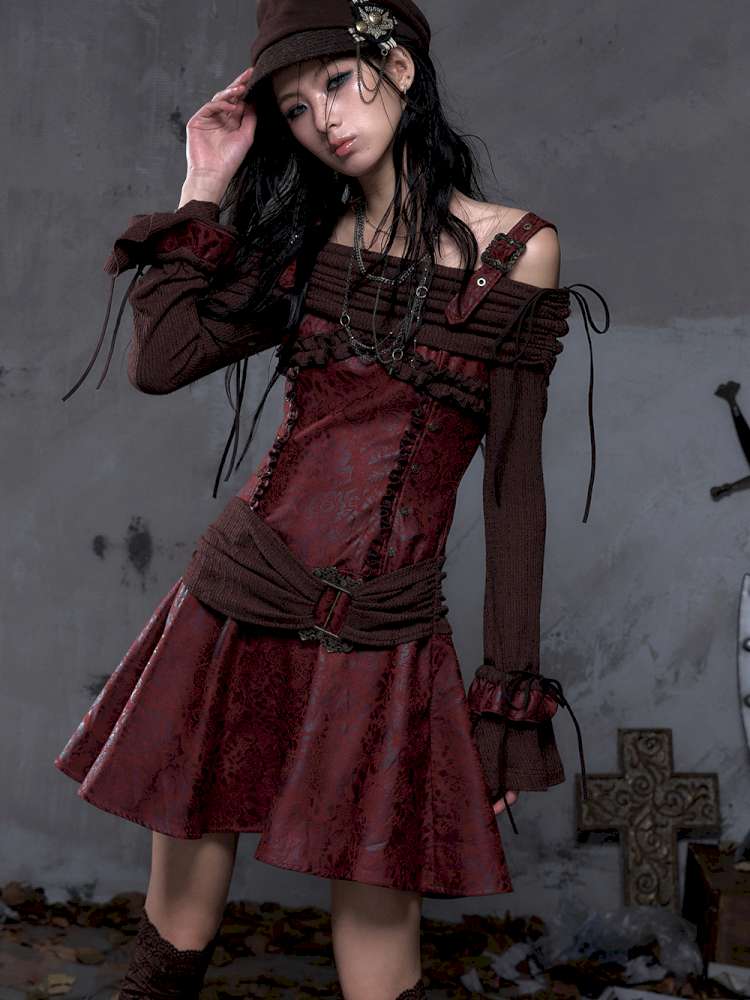 Vintage Punk Patchwork Knit Dress【s0000014651】