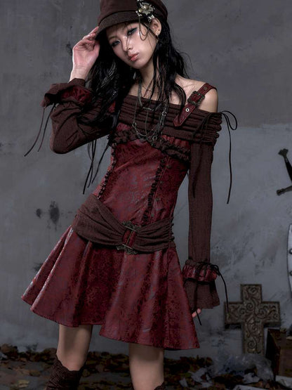 Vintage Punk Patchwork Knit Dress【s0000014651】