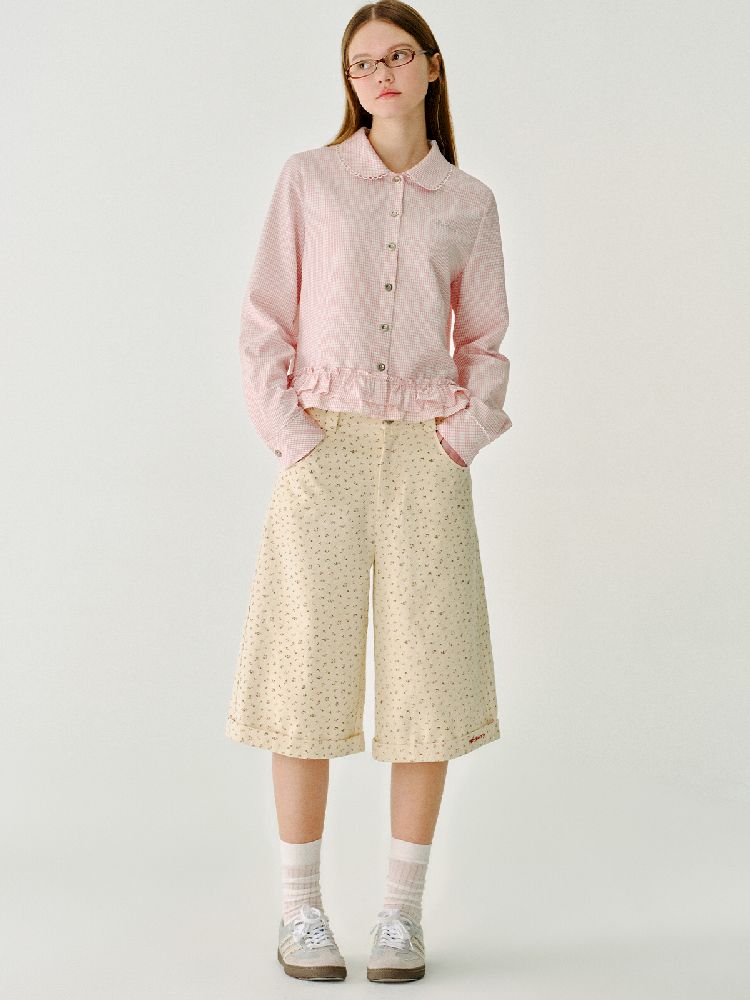 Doll Collar Solid Color Bow Flutter Shirt【s0000011963】