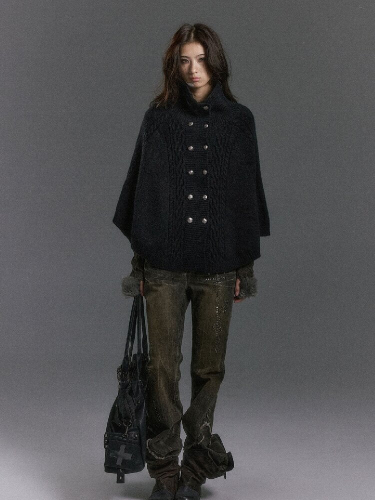 Detachable Fur Collar Twisted Cape Jacket【s0000019245】