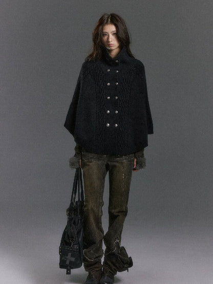 Detachable Fur Collar Twisted Cape Jacket【s0000019245】