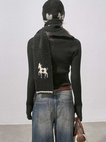 Love Pony Knitted Plush Hat Scarf【s0000015217】