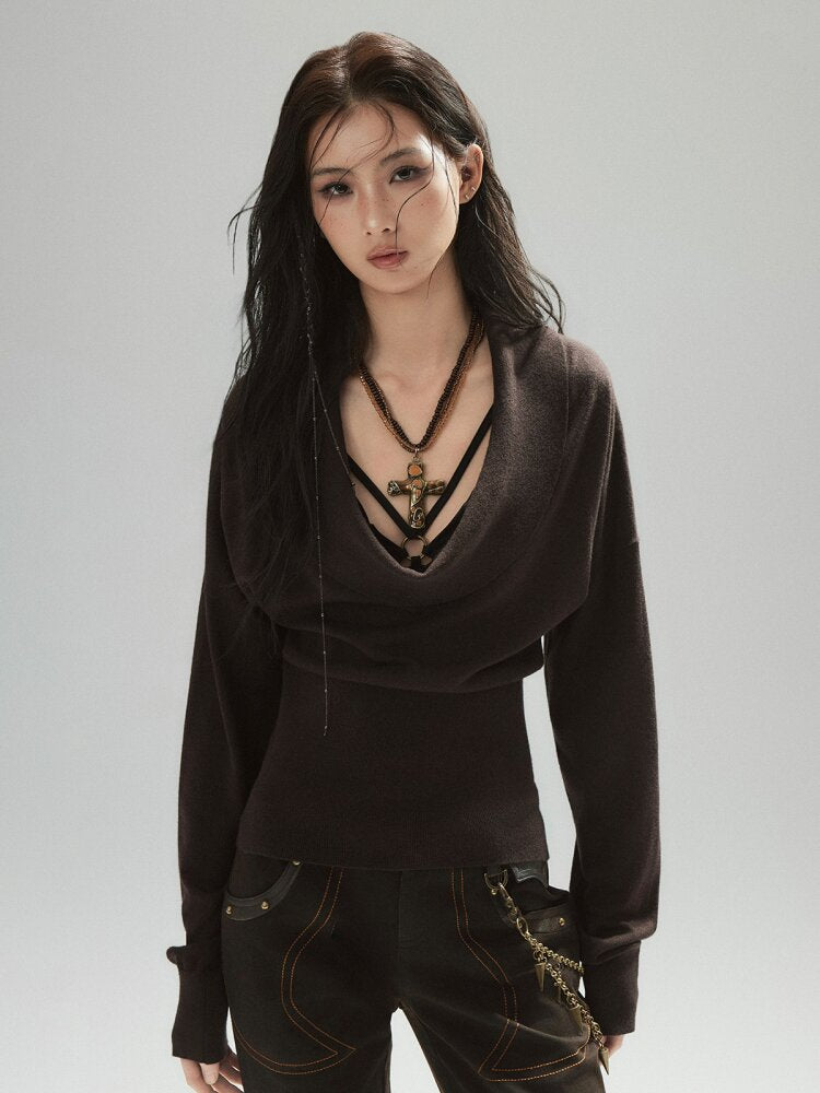 Coffee Swing Collar Woolen Top【s0000015605】