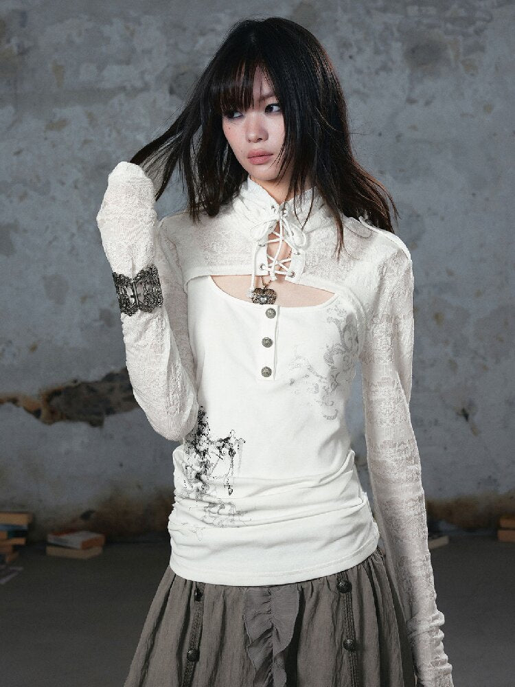 Silver Foil Fake Two-Piece Shirt【s0000018100】