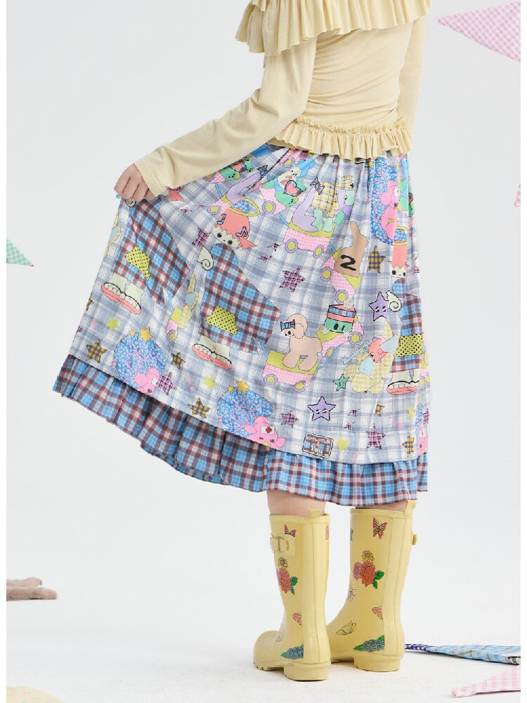 Plaid Ruffled High Waisted Skirt【s0000018369】