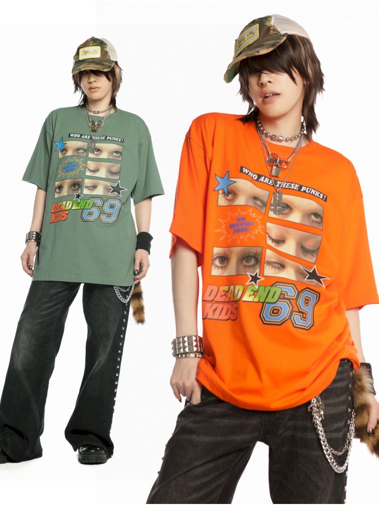 Hip Hop Trend Couple Loose Multicolor T-Shirt【s0000013603】