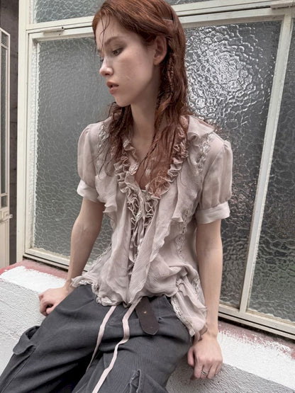 Multi-Layer Ruffled Irregular Hem “Jellyfish” Shirt【s0000012831】