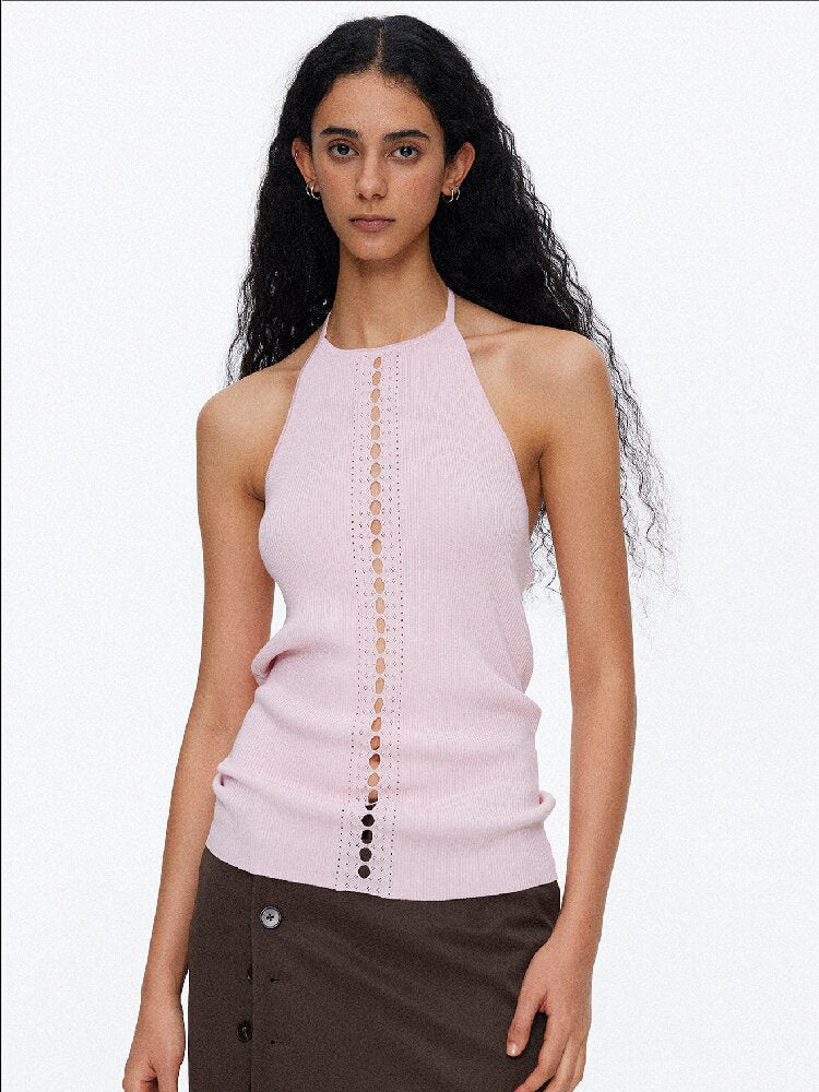 Lyocell Lace Up Halterneck Knit【s0000015929】