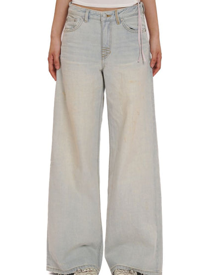 Spray horsey loose denim pants【s0000013442】