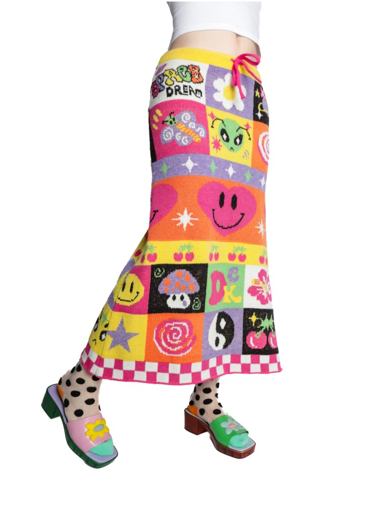 Cartoon Rainbow Knit Stretch Skirt【s0000015555】