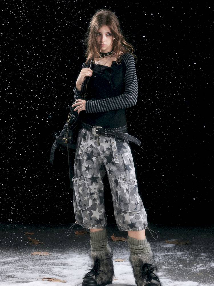 Distressed Pocket Cropped Pants【s0000014428】