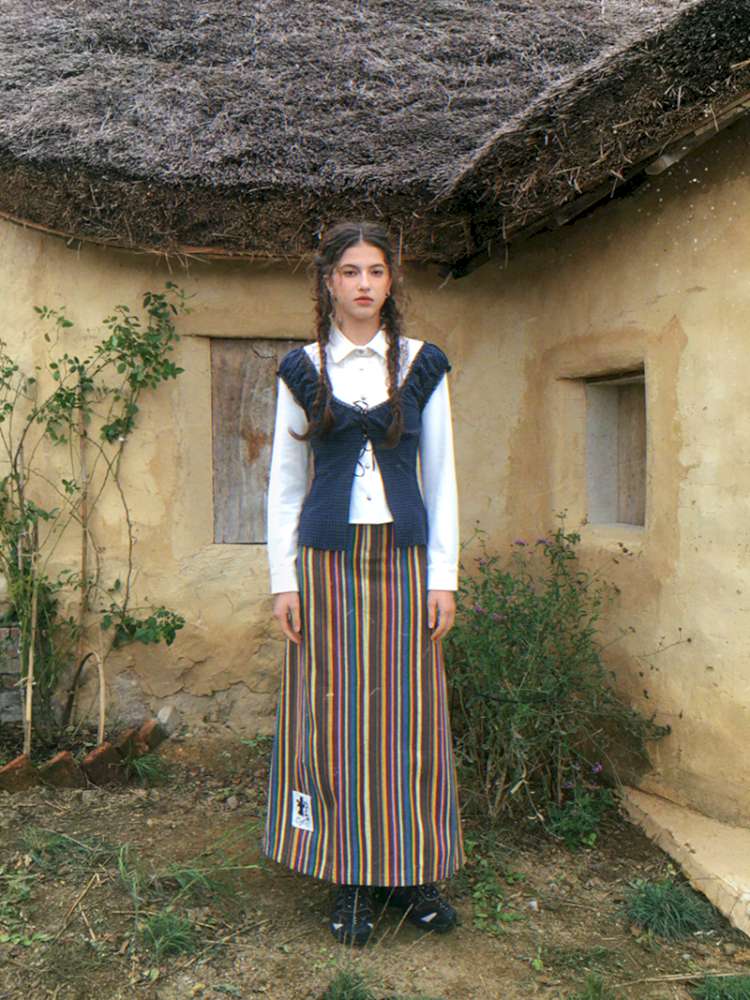 Blue Plaid Polka Dot Long Shirt【s0000014902】