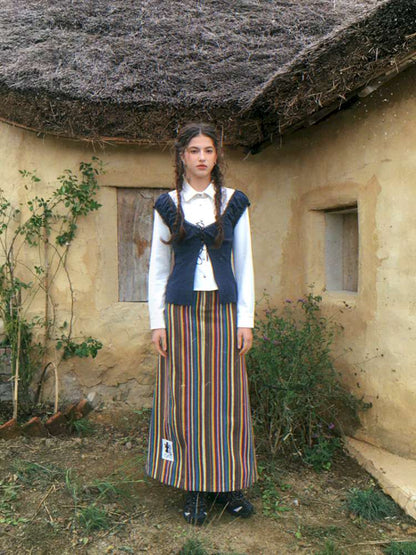 Blue Plaid Polka Dot Long Shirt【s0000014902】