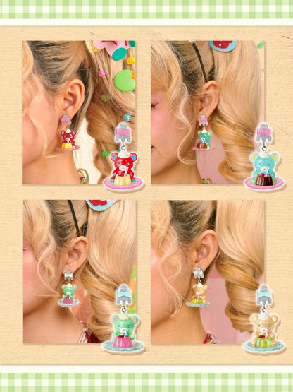 Pudding Bear Resin Colorful Earrings【s0000013353】