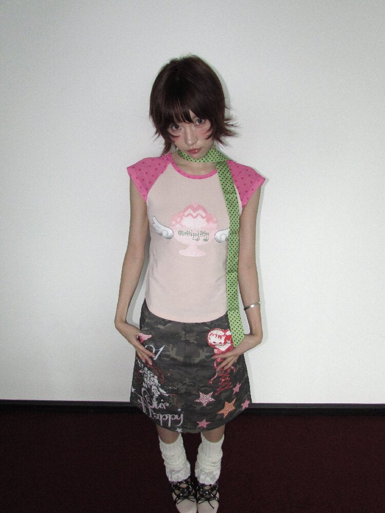 Graffiti Print Camouflage Skirt【s0000018659】