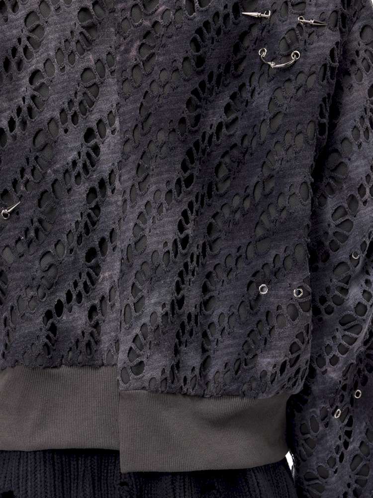 Black Metal Studded Cotton Suit【s0000015127】
