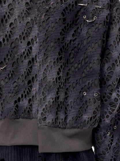Black Metal Studded Cotton Suit【s0000015127】