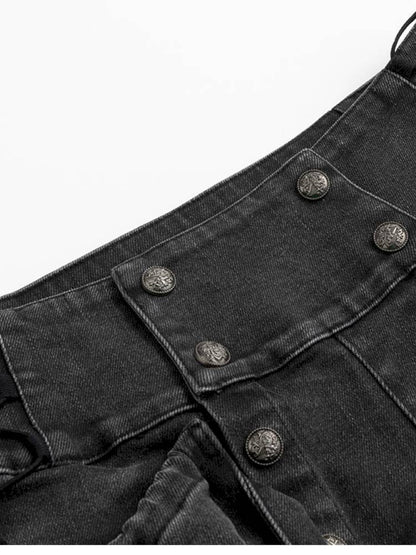 Vintage-Washed Slightly Stretch Denim Shorts【s0000014427】