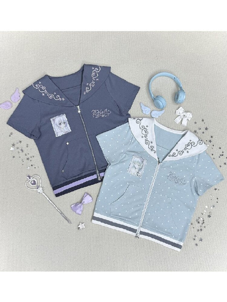 Short Sleeve Polka Dot Cardigan【s0000017473】