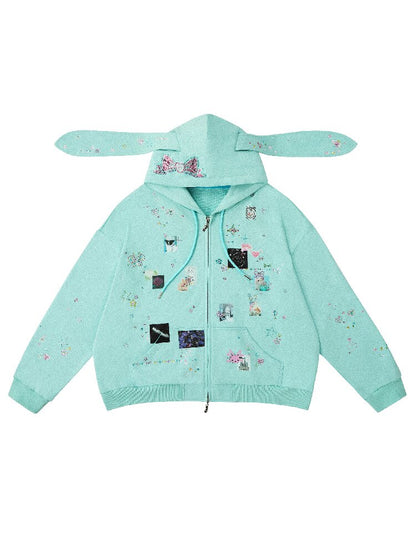 Sticker Rhinestone Rabbit Sweatshirt【s0000018739】