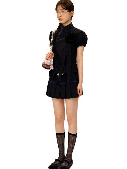 MDark Check Irregular Pleated Skirt【s0000016416】