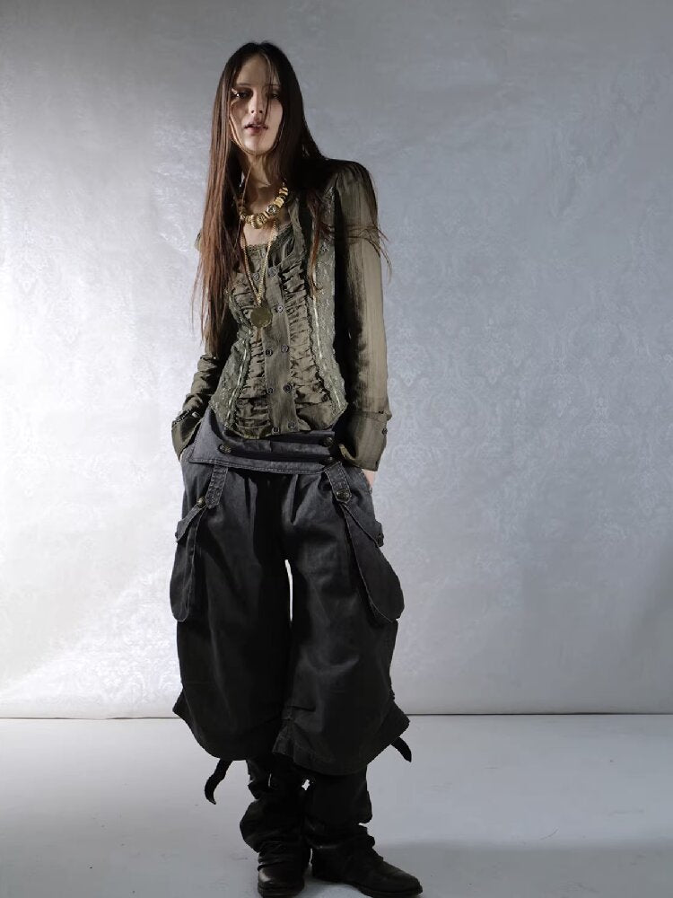 Vintage Lace Stitched Square Neck Shirt【s0000015910】