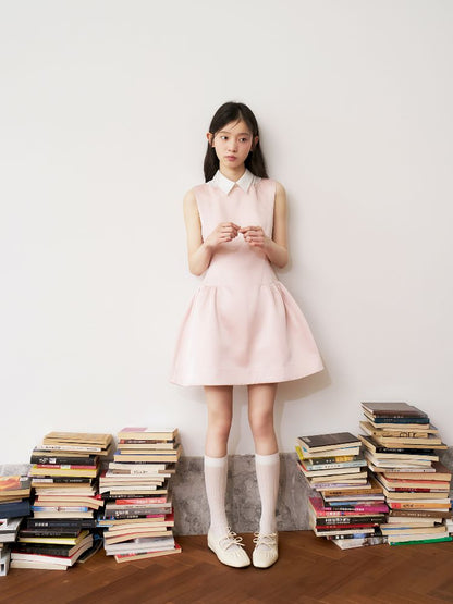 Pale Pink Glossy Satin Vest Dress【s0000011954】