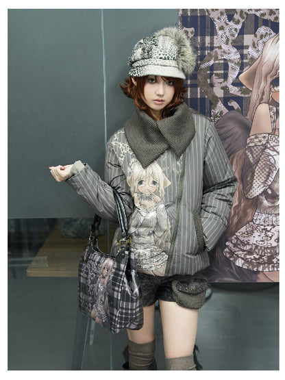 Striped Comic Character Down Jacket【s0000018074】
