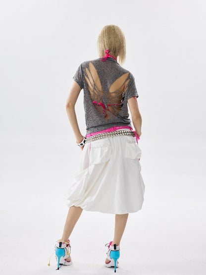 Skin Friendly Cutout Short Sleeve T Shirt【s0000017635】