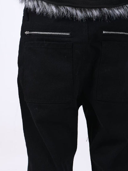 Washed Denim Metal Zip Stacking Jeans【s0000018189】