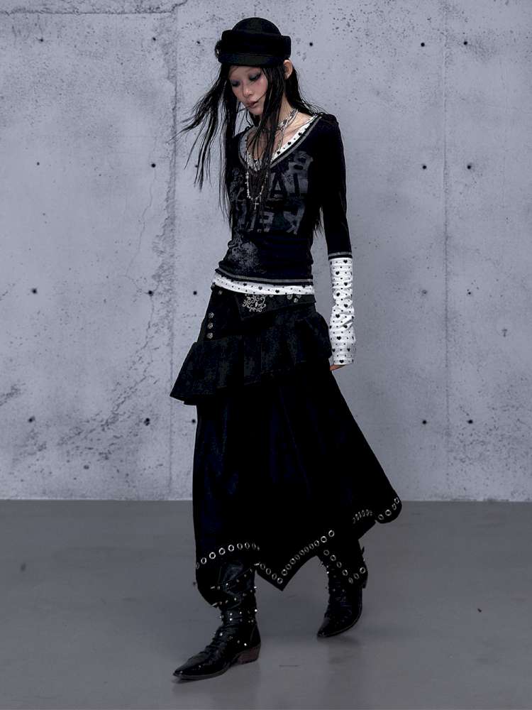 Dark Court Suede Irregular Skirt【s0000014919】