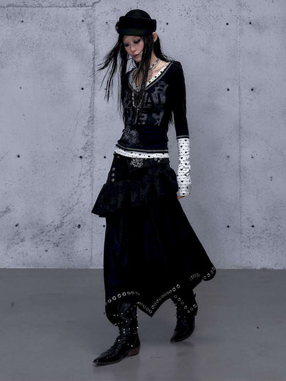 Dark Court Suede Irregular Skirt【s0000014919】