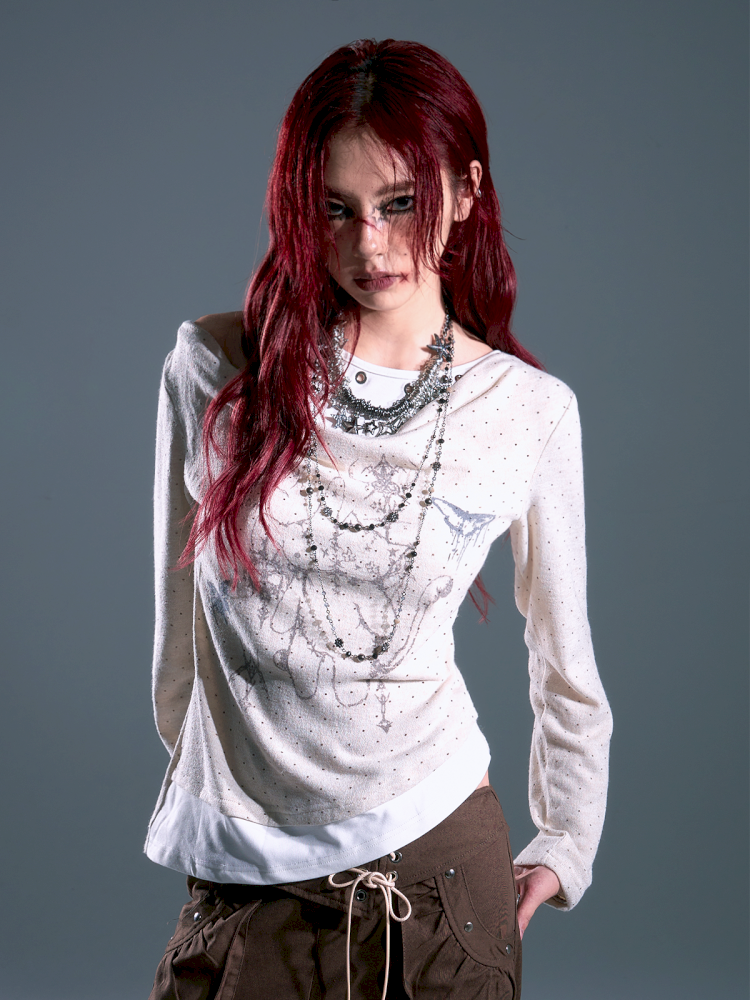 Swing Neck Long Sleeve Knitted Bottom Shirt【s0000013697】