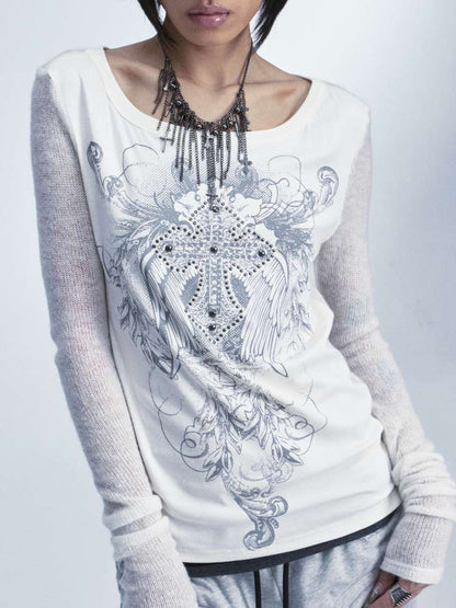 Two Tone Stretch Cross Rivet Top【s0000015010】