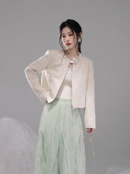Cloud Woven White Bow Wool Vest【s0000015740】