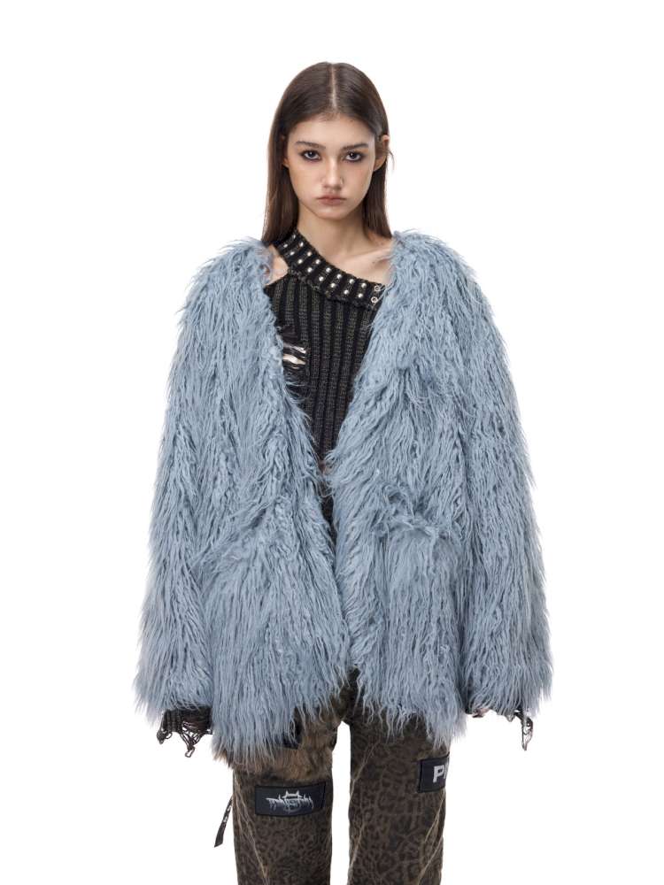 Pink Blue Sheep Fur Gal Jacket【s0000015133】