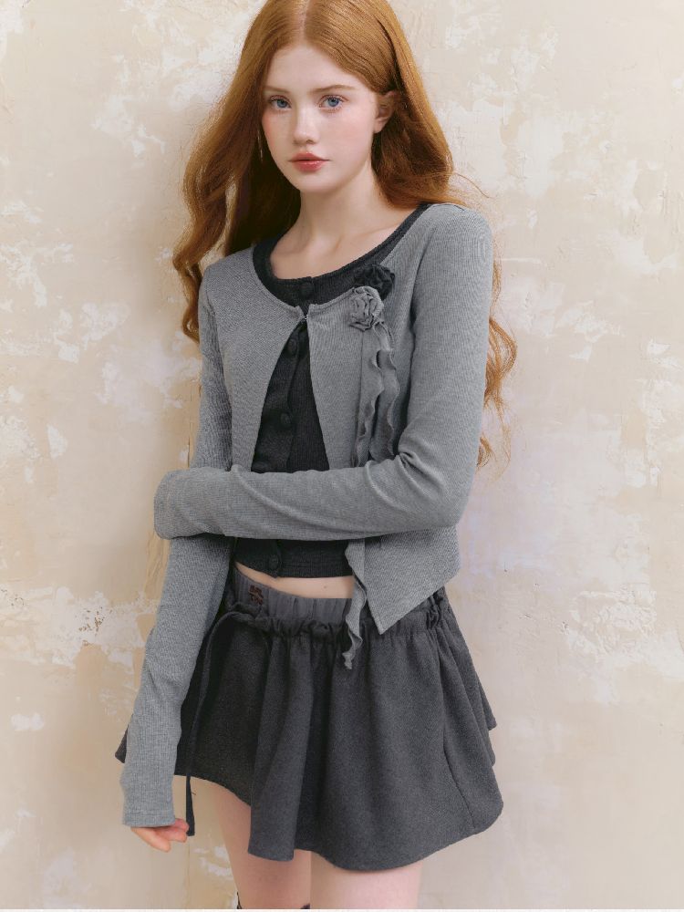 Round neck wool knit cardigan【s0000012139】