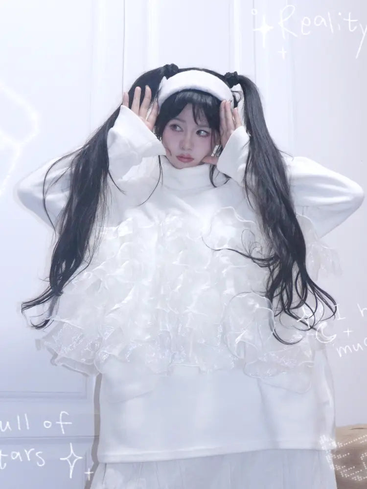 Granulated Sweatshirt with Lace Trim【s0000014345】