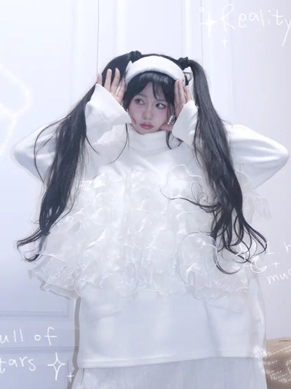 Granulated Sweatshirt with Lace Trim【s0000014345】