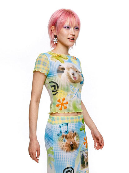 Mesh Short Sleeve Mermaid Dress【s0000017518】