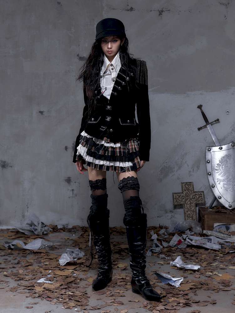 Heavy-Duty Plaid Tiered Skirt【s0000014477】