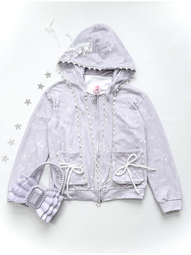 Ghost Horse Gray Rabbit Ear Hooded Sweatshirt【s0000014694】