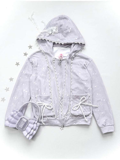 Ghost Horse Gray Rabbit Ear Hooded Sweatshirt【s0000014694】