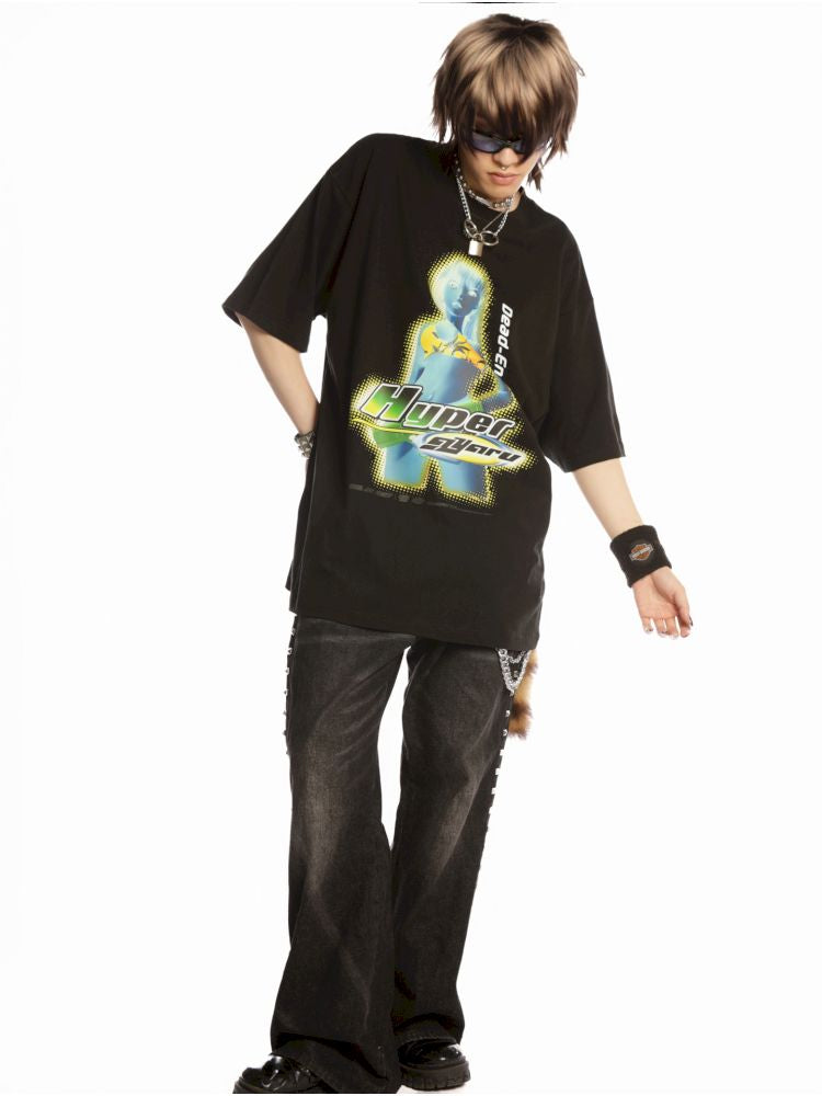 Hip-hop trend loose hundred T-shirt【s0000013602】