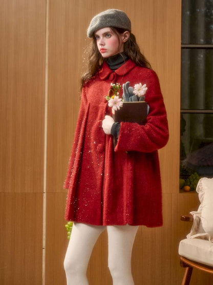 Christmas New Year Woolen Cloak Two-Piece【s0000014892】