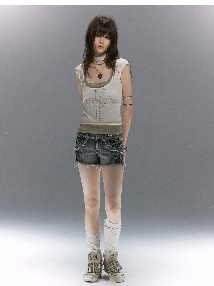 Party By The Sea Rivet Denim Shorts【s0000017042】