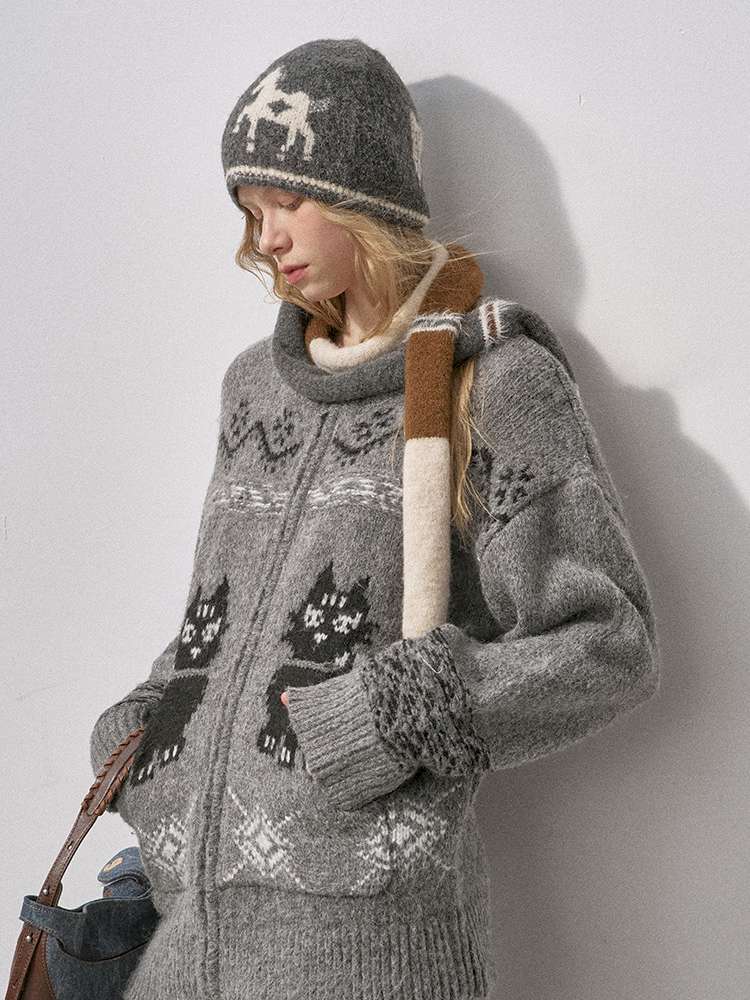 Concubine Cat Hoop Yarn Knit Jacket【s0000015227】