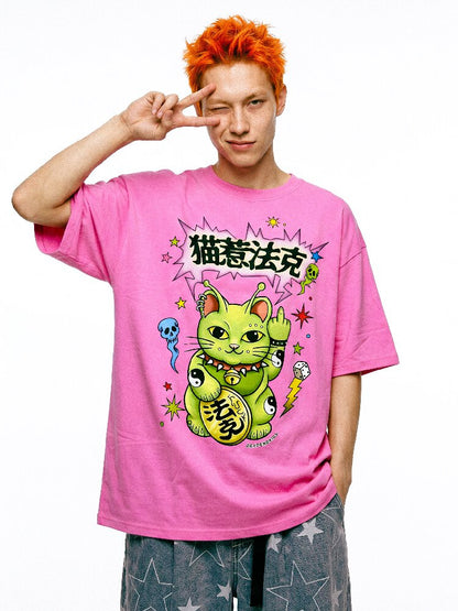 Alien Lucky Cat Loose T Shirt【s0000017111】