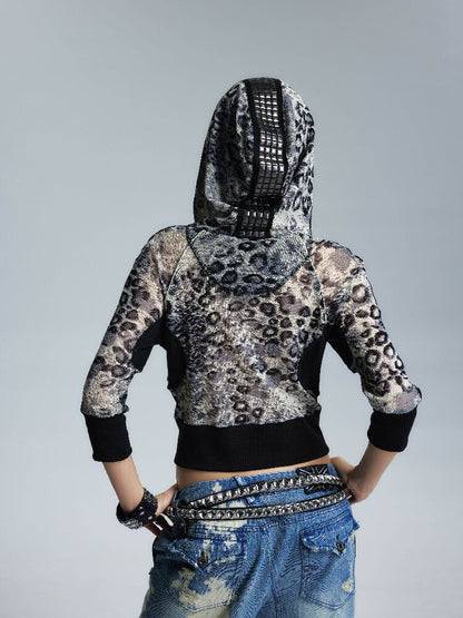 Gold Silk Leopard Mesh Hoodie T【s0000017006】