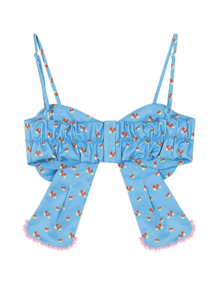 Bow Strawberry Blue Corset Camisole【s0000009777】